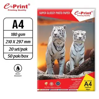 Kertas Print e-Print Super Glossy Photo Paper A4 180gsm 20 lembar